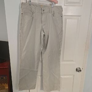 Beige Straight-Leg Pants